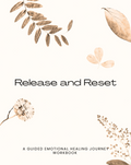 Cover of a workbook titled 'Release and Reset' with floral designs on a light background